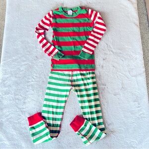 Hanna Andersson Christmas Holiday Striped Pajamas Green Red White EU 120cm 6-7